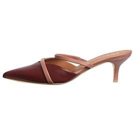 Autre Marque-Brown leather kitten heels - size EU 39.5-Brown