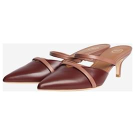 Autre Marque-Brown leather kitten heels - size EU 39.5-Brown