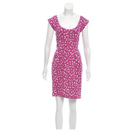 Diane Von Furstenberg Vestido mini de seda multicolor de DvF Rosa Blanco
