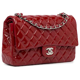 Chanel-Flap foderato in vernice Chanel Red Medium Classic-Rosso
