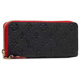 Louis Vuitton-Louis Vuitton Black Monogram Empreinte Clemence Zippy Wallet-Black