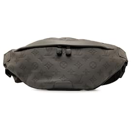 Louis Vuitton-Louis Vuitton Gray Monogram Shadow Discovery Bumbag-Grey