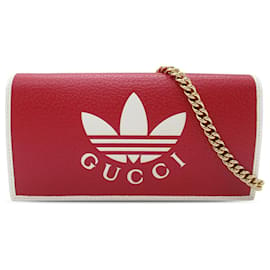 Gucci-Portafoglio in pelle Adidas rosso Gucci con catena-Rosso