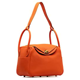 Hermès-Hermes Orange Clemence Lindy 26-Arancione