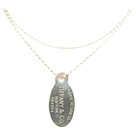 Tiffany & Co-Tiffany Silver Retour à Tiffany Oval Tag Pendentif Collier-Argenté