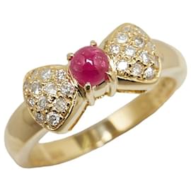 & Other Stories-K18YG Gelbgoldring mit Rubin 0,42 ct und Diamant 0,24 ct in gutem Zustand-Golden