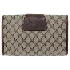 Gucci-GUCCI GG Canvas Web Sherry Line Clutch Bag PVC Beige Green Red Auth 72156-Red,Beige,Green