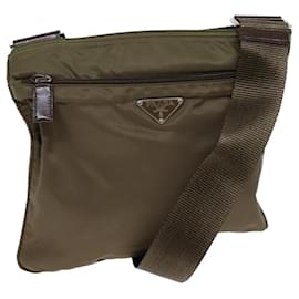 Prada-PRADA Shoulder Bag Nylon Khaki Auth ki4387-Khaki