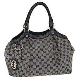 Gucci-GUCCI GG Canvas Hand Bag Navy 211944 auth 71797-Navy blue
