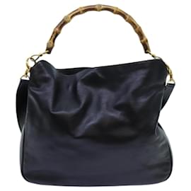 Gucci-GUCCI Bambú Bolso De Mano Cuero 2camino negro 001 1638 autenticación 72735-Negro