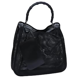 Gucci-GUCCI Bamboo Hand Bag Nylon Black 001 5577 Auth ep4033-Black