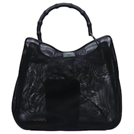 Gucci-GUCCI Bambú Bolso De Mano Nylon Negro 001 5577 EP de autenticación4033-Negro