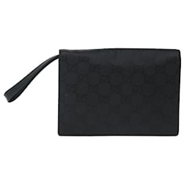 Gucci-GUCCI GG Canvas Clutch Bag Nylon Black Auth 72813-Black