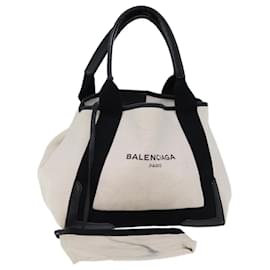 Balenciaga-BALENCIAGA Cabas S Borsa a mano Tela Bianca Nera Auth bs13699-Nero,Bianco