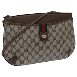Gucci-GUCCI GG Supreme Web Sherry Line Shoulder Bag Beige Green 904 02 026 auth 72608-Beige,Green