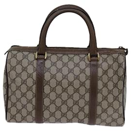 Gucci-GUCCI GG Canvas Web Sherry Line Boston Bag PVC Beige Green Red Auth 72596-Red,Beige,Green
