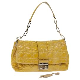 Christian Dior-Christian Dior Canage Lady Dior Shoulder Bag Enamel Yellow Auth bs13703-Yellow
