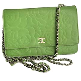 Chanel-Camellia Geldbörse mit Kette WOC-Grün,Hellgrün