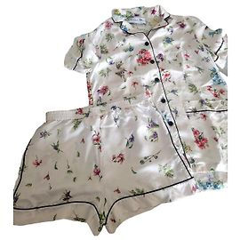 Pijama de seda Christian Dior blanco Blanco