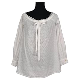 Gianni Versace-Camisa de renda branca vintage da Versace-Branco