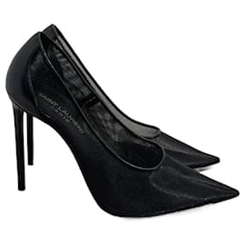 Saint Laurent-SAINT LAURENT Tacones T.UE 36 Cuero-Negro