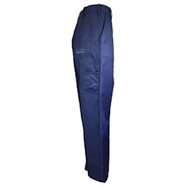 Autre Marque-Pantalon en coton brodé logo bleu marine Marni-Bleu
