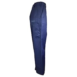 Autre Marque-Pantaloni Marni in cotone con ricamo logo blu navy-Blu