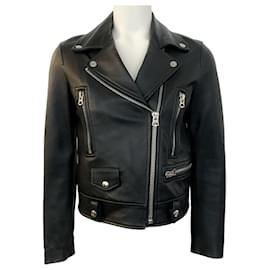 Autre Marque-Acne Studios Black Leather Moto Jacket-Black
