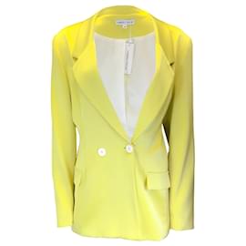 Autre Marque-Kimberly Taylor Chartreuse lined Breasted Satin Blazer-Green