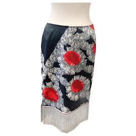 Autre Marque Falda mit grauen Flecos Schwarz
