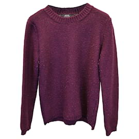 Apc-A.P.C. Crewneck Sweater in Purple Wool-Purple