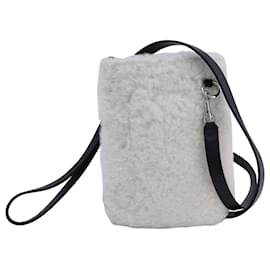 Jil Sander-Jil Sander Leather-Trimmed Shearling Pouch in White Synthetic-White