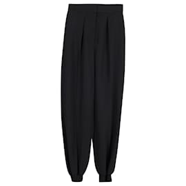 Stella Mc Cartney-Pantalones cónicos plisados de lana negra de Stella McCartney-Negro