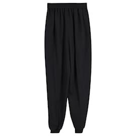 Stella Mc Cartney-Pantalones cónicos plisados de lana negra de Stella McCartney-Negro