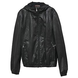 Giubbotto Prada con cappuccio in pelle Nera Nero