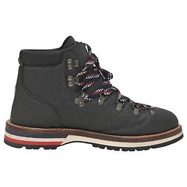 Moncler Peak Hiking Boots in Black Pebble Grain Leather Black