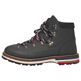 Moncler-Moncler Peak Hiking Boots in Black Pebble Grain Leather-Black