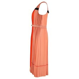 Victoria Beckham-Abito midi Victoria Beckham plissettato colorblock in seta arancione-Arancione