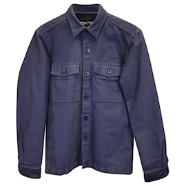 Tom Ford-Tom Ford Overshirt Jacket in Blue Cotton-Blue
