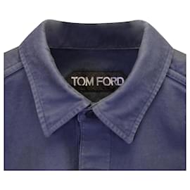 Tom Ford-Tom Ford Overshirt Jacket in Blue Cotton-Blue