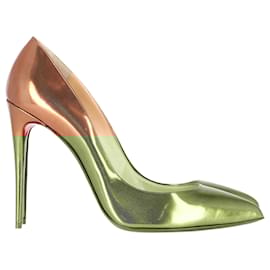 Christian Louboutin-Christian Louboutin Metallic Pigalle Follies Pumps in Bronze Patent Leather-Metallic,Bronze