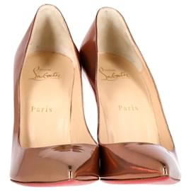 Christian Louboutin-Christian Louboutin Metallic Pigalle Follies Pumps in Bronze Patent Leather-Metallic,Bronze