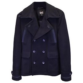 Dolce & Gabbana gefütterter Kurzmantel aus marineblauer Wolle Blau Marineblau