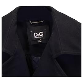 Dolce & Gabbana-Dolce & Gabbana Double-Breasted Short Coat in Navy Blue Wool-Blue,Navy blue