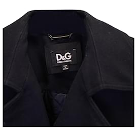 Dolce & Gabbana-Manteau court à boutonnage doublé Dolce & Gabbana en laine bleu marine-Bleu,Bleu Marine