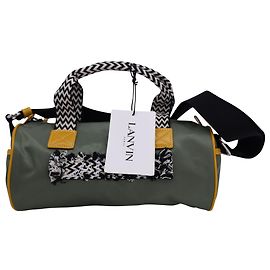 Bolsa Lanvin com logotipo bordado em nylon verde oliva Verde Verde oliva