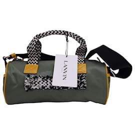 Prada-Lanvin Embroidered Logo Duffle Bag In Olive Green Nylon-Green,Olive green