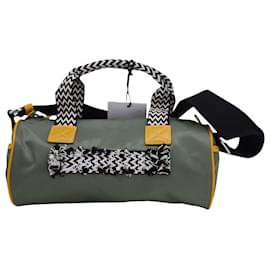 Lanvin-Lanvin Embroidered Logo Duffle Bag In Olive Green Nylon-Green,Olive green