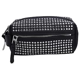 Burberry-Burberry Studded Pouch in Black Leather-Black