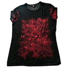 Louis Vuitton-Tee-shirts Louis Vuitton-Noir,Rouge,Monogramme